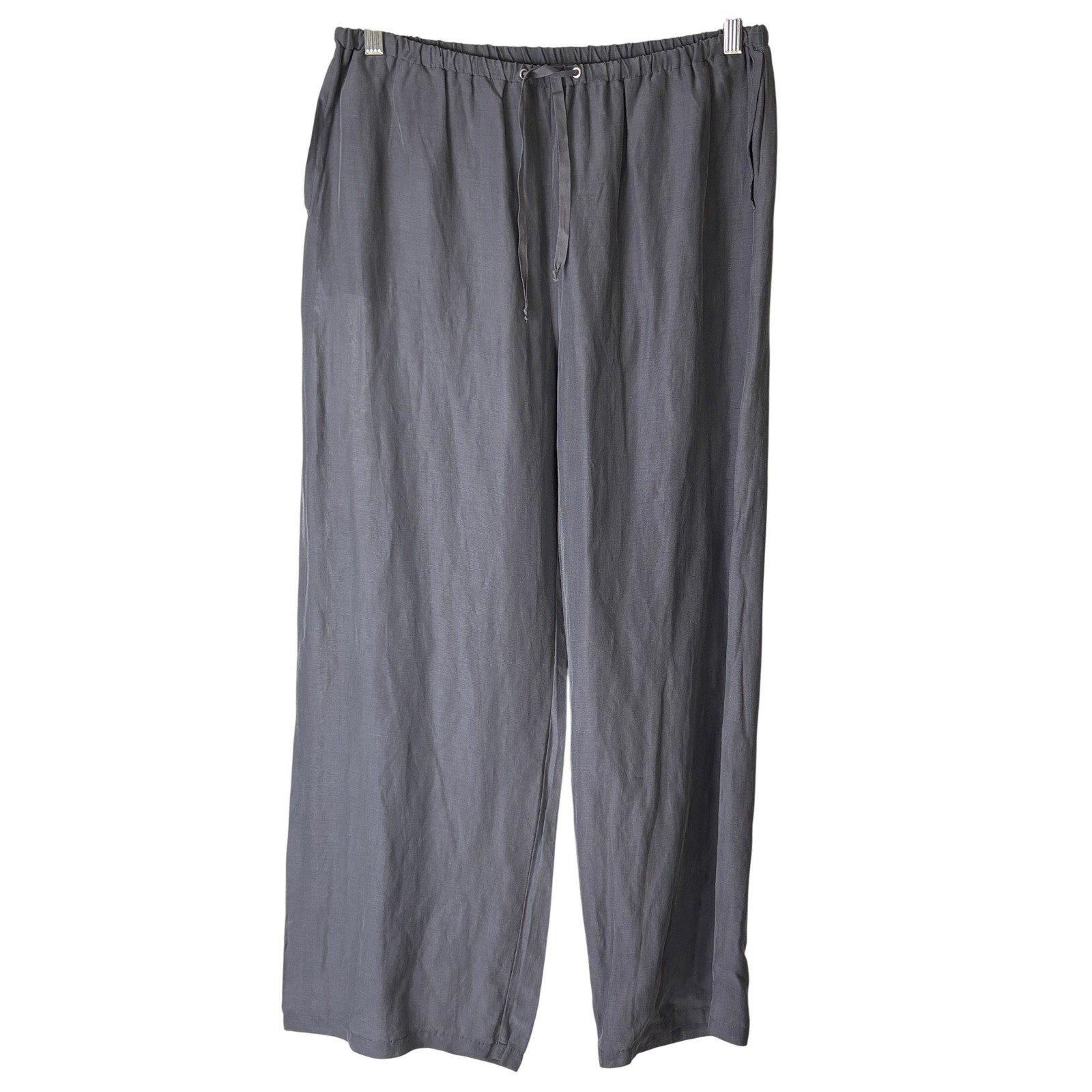 Kristensen Du Nord Wide Leg Pants Grey Designer Size 4 L Xl Silk Linen Luxury
